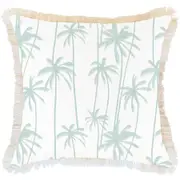 Cushion Cover-Coastal Fringe-Tall-Palms-Mint-60cm x 60cm