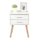 AU Stable Bedside Table With Two Drawers Floor Cabinet Bedroom Nightstand