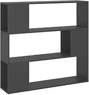 Bookcase Room Divider - Engineered Wood Standing Shelf with Storage, 100x24x94 cm, Grey - Space-Saving Solution for Small Rooms & Offices