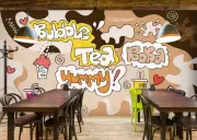 3D Bubble Tea A1124 Pearl Tea Milk Tea Shop Wallpaper Wall Murals Self-adhesive