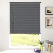 KCO Mini Blinds for Windows Cordless Horizontal Shades, Vinyl Venetian Blinds Anti-UV Waterproof Light Adjustment, 22" W x 64" L, Grey