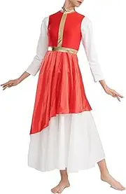 [Manyakai] Women Sleeveless Worship Praise Dance Dress Tunic Asymmetrical Church Liturgical Dance Overlay