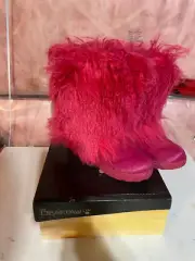 NEW BEARPAW Boetis ll Real Electric Pink Lamb Fur Wool Boots Womens Size 5
