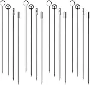 FL-WITHYOU Reusable Stainless Steel Martini,Drink Skewers Fruit Garnish Swizzle Sticks for Olive Skewers,Cocktails,and Bloody Mary Set of 16