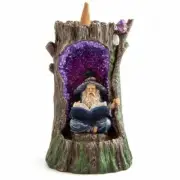 Wizard in LED Geode Tree Backflow Cone Incense Holder