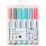 J.Burrows Whiteboard Markers Chisel Pastels 6 Pack