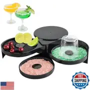 MAOPINER 3-Tier Bar Glass Rimmer Bartender Tool with Sponge, 3-Tray Black Pla