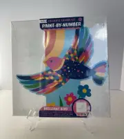 NEW OOLY Paint-by-Number Brilliant Bird & Flowers 12 x 12" Canvas Acrylic Paint