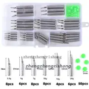 40Pcs 1/8oz-3/4oz Pencil Drop Shot Lead Weight + 50Pcs 5mm Luminous Beads /Box