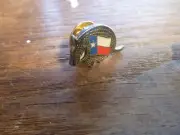 OLD COLLECTABLE SOUVENIR PIN- TEXAS FLAG IN ARMADILLO