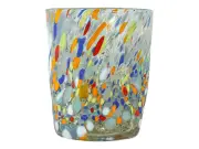 Murano Glass Drinking Glass Tumbler Yellow Multi Hand Made Millefiori 10cm