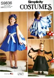 Simplicity 9836 Girls' Costumes Sizes 3-6 Sewing Pattern Butterfly & Birds *NEW