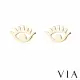 【VIA】白鋼耳釘 白鋼耳環 眼睛耳環/時尚系列 大眼睛造型白鋼耳釘(金色)
