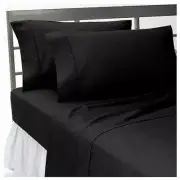 1500 Thread Count 100% Egyptian Cotton Bed Sheet Set,1500 TC, FULL, Black Solid