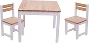 Tikk Tokk Little Boss Square 3 Piece Timber Table & Chair Set, White/Natural