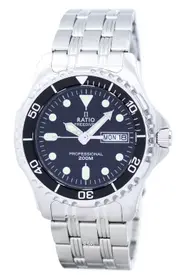RATIO FreeDiver Professional 200M Day/Date Sapphire Quartz 36JL140 Mens Watch
