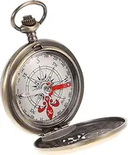 [Toddmomy] Retro Style Watch and Compass Compact Metal Compass for Outdoor Activities Sealed for Weather Present