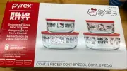 Pyrex Hello Kitty 8-Piece Decorated Glass Food Storage Set NEW in Box