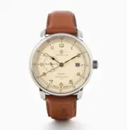 Zeppelin Automatic Men's Watch Beige Dial Leather Band Méditerranée 9668-5