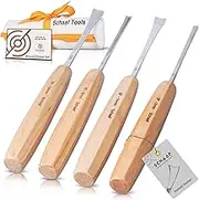Schaaf Tools Wood Carving Fishtail Set for Detail Work, 4pc | Canvas Case Included
