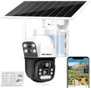 3G/4G LTE Cellular Solar Security Camera Outdoor Wireless, 8W 12000mAh Battery O