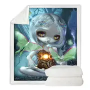 Fantasy Art Luna Moth Beautiful Glowing Moth Fairy Throw Blanket