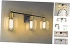 3 Light Industrial Bathroom Vanity Light Black and Gold Wall Sconce with
