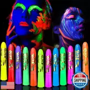 12 Color Glow in the Dark Face and Body Painting, Black Light Neon Face Paint