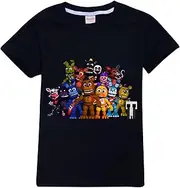 [HERSE] Five Nights at Freddy's Kids Unisex T-Shirt 100% Cotton (8, Black)