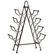 Luxe Rustic Old World Tabletop 8 Bottle Wine Rack | Iron Pyramid Portable Handle