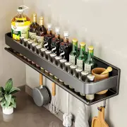 Kitchen Bathroom Laundry Benchtop Stand Shelf Organiser Rack Storage Holder,Spice Rack Kitchen Utensil Rack Black with hooks
