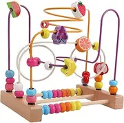 Generic Bead Maze Roller Coaster, Educational Wooden Circle Toy for Toddlers, Fruit A