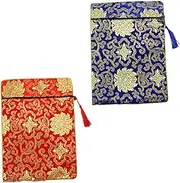 SOESFOUFU 2pcs Book Bag Chinese Silk Bag Buddhist Rosary Bead Pouch Zip Id Case Wallet Chinese New Year Farbic Hong Bao Zipper Wallet Zipper Coin Pouch Travel Drawstring Bag Brocade Storage