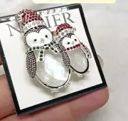 New Boxed Napier Penguin Mom & Kid Mother Of Pearl Pin / Brooch