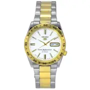 Seiko 5 Two Tone Stainless Steel White Dial 21 Jewels Automatic SNKE04J1 Unisex Watch