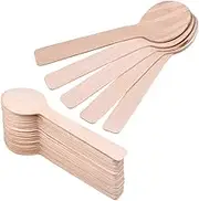 200 Pcs Wooden Spoons,10cm Biodegradable Eco-friendly Wood Teaspoons Tableware,Round Biodegradable Compostable Utensils Tasting Spoon Cutlery for Picnic Party Wedding Barbecue