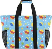 [sanluoli] Totes Foldable Beach Bag With Compartments with Handles Tote Bag For Car, Duckling in Bath, 1 size