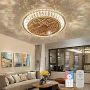 Ceiling Fan with Lamp, Crystal Ceiling Fan with LED Light, 72W Modern LED Dimmable Ceiling Light,Adjustable Wind Speed, with Remote Control,Restaurant Bedroom Decoration Indoor Fan Lighting