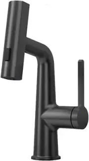 LAZ HOME Waterfall Faucet - Modern Pull-Out Sink Mixer, Matte Black - NEW