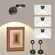 XmnSoly Picture Lights for Wall Motion Sensor Wall Lights Rechargeable LED 360° Rotation for Picture Gallery Interior Accent Lighting
