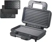 Waffle Maker, Sandwich Maker 3 in 1, 1000w Sandwich Toaster and Cake Maker, with Detachable Plates & Non-Stick Interior Coating, for Grilled Food, Desserts, Waffles, Sandwiches, Family