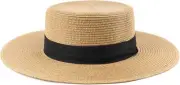 Zylioo Small Straw Boater Hats,Little X-Small-Small, Khaki/Fits Heads 21"-22"