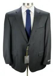 CANALI Suit 50 R fits 48 (60 EU) Men's Charcoal Birdseye Wool Modern Fit NWT