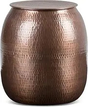 [Simpli Home] Griffen Metal Storage Accent Table, Antique Copper