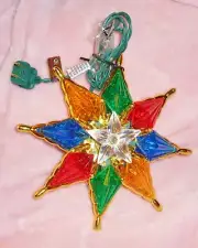 Never Used Gorgeous Vintage Gemstone Multi Color Plug In Christmas Tree Star