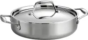 Tri-Ply Clad Stainless Steel 3-Quart Braiser Pan with Lid, Induction-Ready