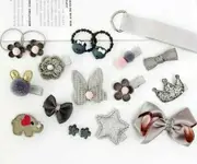 Grey 18PCS Girls Hair Accessories Band Set Elastic Hair Band Clip Kids Sweet Gift