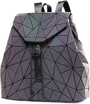 [DIOMO] Women Backpack Luminous Geometric Plaid Sequin Backpacks Drawstring Bag Fashion Backpack