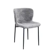 HomeStar Set Of 2 Sonata Fabric Kitchen Dining Side Chair Metal Legs Grey/Black