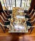 Clear Epoxy Resin Dining Table, Solid Walnut Table, Handmade Live Edge Table Top